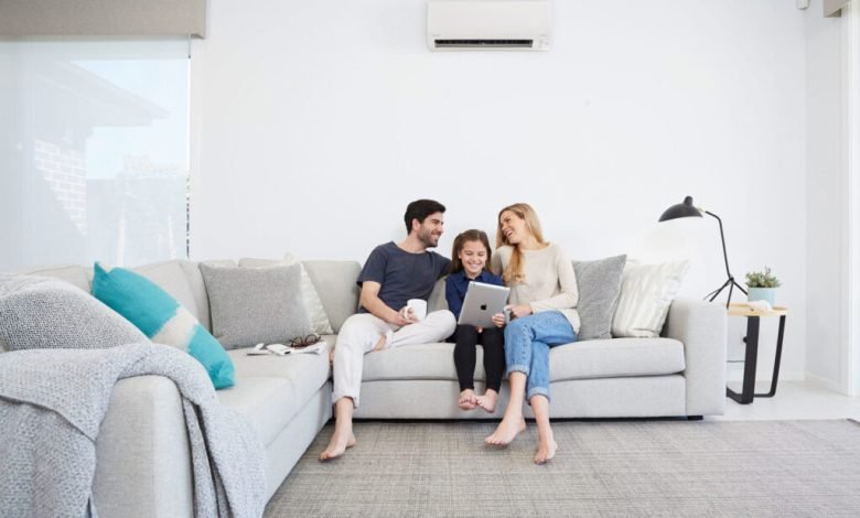 family enjoying under heating and cooling system