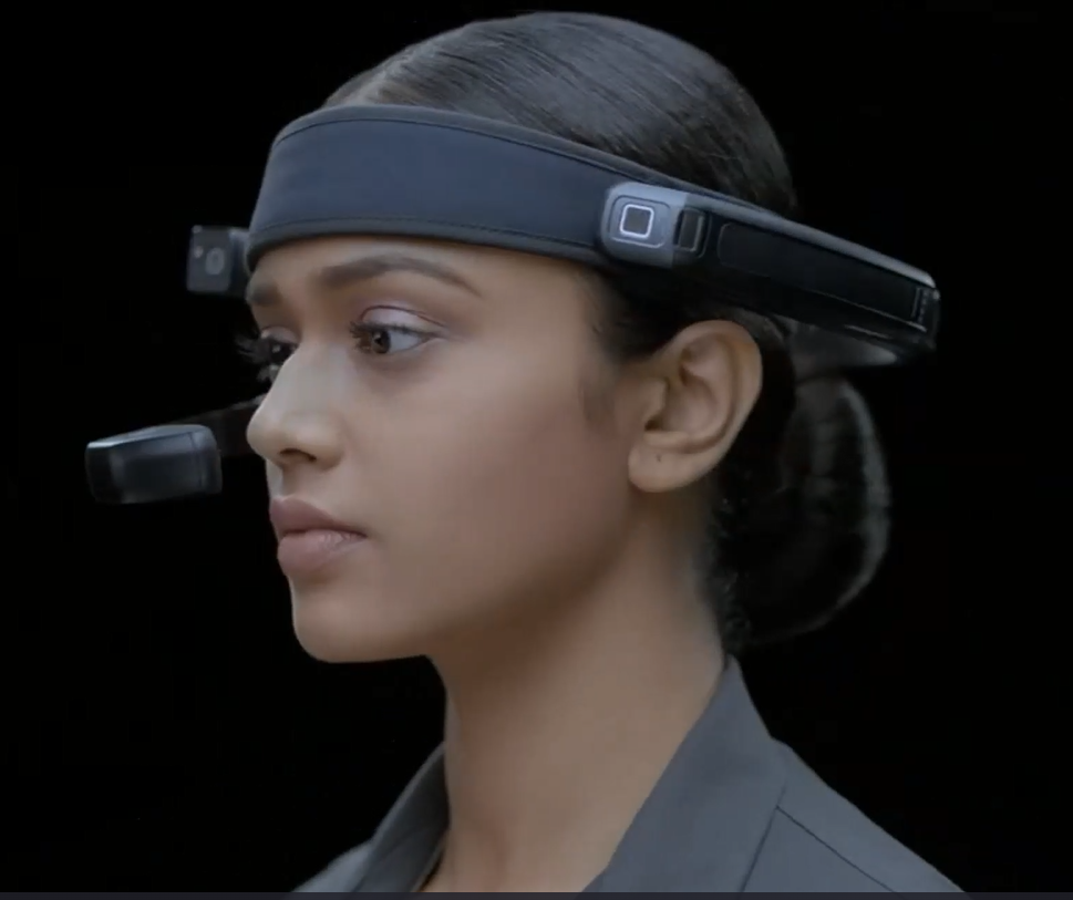 woman wearing an AR headset